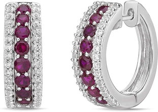 .925 Sterling Silver, Lab Grown Gemstone & Lab Grown White Sapphire 3/4