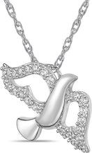 .925 Sterling Silver & Round White Cubic Zirconia Flying Mother Dove Pendant Necklace with 20