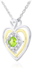 14K Yellow Gold Plated .925 Sterling Silver, Cushion Cut Gemstone & Lab Grown White Sapphire Three Heart Halo Pendant Necklace - 20” - Choice of Color