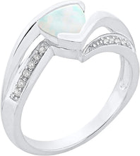 .925 Sterling Silver Trillion-Cut Birthstone & Lab Grown White Sapphire or CZ Double Shank Bypass Style Fashion Ring - Choice of Gem Color/Month