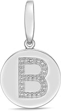 .925 Sterling Silver Diamond-Accented Round Initial Charm Enhancer with Lobster Claw Clasp (I-J Color, I2-I3 Clarity) - Choice of Letter