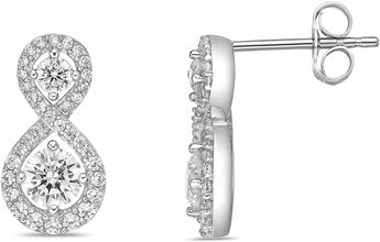 .925 Sterling Silver Round Cubic Zirconia 2/3