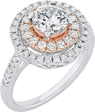 14K Rose Gold Plated .925 Sterling Silver Cubic Zirconia Double Halo Ring
