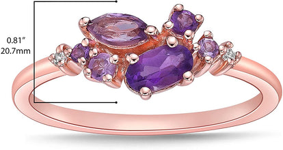 14K Gold Plated .925 Sterling Silver Round, Oval & Marquise Shaped Multi Stone Statement Ring - Choice of Colors