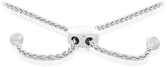 .925 Sterling Silver Swiss Blue and White Topaz Double Strand Adjustable Bolo Bracelet