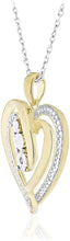 14K Yellow Gold Plated .925 Sterling Silver Diamond Accented Nesting Hearts Pendant Necklace with 18