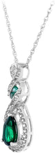 .925 Sterling Silver Lab Grown Emerald & Lab Grown White Sapphire Twisted Infinity Pendant Necklace on 18