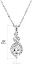 .925 Sterling Silver Gemstone & White Topaz Ribbon Halo Pendant Necklace on 18