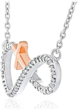 14K Rose Gold Plated .925 Sterling Silver Diamond Accented Cross Sideways Infinity Necklace on 18