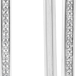 .925 Sterling Silver 1/6 Cttw Diamond Rectangular Hoop Style Huggie Earrings (I Color, I3 Clarity)