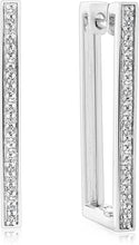 .925 Sterling Silver 1/6 Cttw Diamond Rectangular Hoop Style Huggie Earrings (I Color, I3 Clarity)