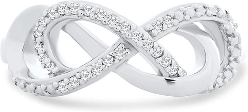.925 Sterling Silver 1/10 Cttw Diamond Interlocking Infinity Knot Promise Ring (I-J Color, I2-I3 clarity)