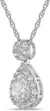 .925 Sterling Silver Round and Pear Cut White Cubic Zirconia 3/4