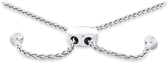 .925 Sterling Silver Lab Grown Sapphire Multicolored Rainbow Baguette Bolo Bracelet