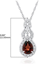 .925 Sterling Silver Teardrop Birthstone & Lab Grown White Sapphire or CZ Art Deco Style Pendant & 18