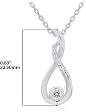.925 Sterling Silver 1/10 Cttw Diamond Infinity Loop Style Pendant Necklace with 18