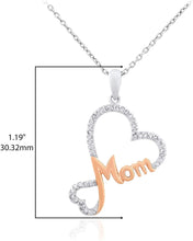 14K Rose Gold Plated .925 Sterling Silver 'Mom' 1/10 Cttw Diamond Infinity Hearts Pendant Necklace on 18