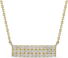 10K Yellow Gold 1/2 Cttw Diamond Three Row Horizontal Bar Pendant Necklace - 20” (H-I Color, I1-I2 Clarity)
