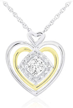 14K Yellow Gold Plated .925 Sterling Silver, Cushion Cut Gemstone & Lab Grown White Sapphire Three Heart Halo Pendant Necklace - 20” - Choice of Color