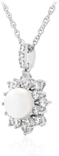 .925 Sterling Silver 7mm Freshwater Cultured Pearl and Cubic Zirconia Halo Pendant Necklace on 18