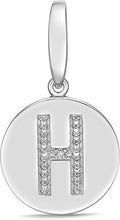 .925 Sterling Silver Diamond-Accented Round Initial Charm Enhancer with Lobster Claw Clasp (I-J Color, I2-I3 Clarity) - Choice of Letter