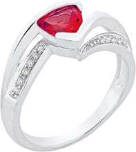 .925 Sterling Silver Trillion-Cut Birthstone & Lab Grown White Sapphire or CZ Double Shank Bypass Style Fashion Ring - Choice of Gem Color/Month