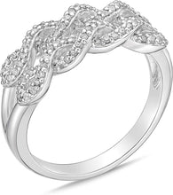 .925 Sterling Silver & 1/3 Cttw Diamond Split Shank Double Infinity Helix Twist Statement Ring (I-J Color, I2-I3 Clarity)