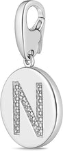 .925 Sterling Silver Diamond-Accented Round Initial Charm Enhancer with Lobster Claw Clasp (I-J Color, I2-I3 Clarity) - Choice of Letter