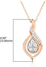14K Rose Gold Plated .925 Sterling Silver 1/10 Cttw Diamond Teardrop Pendant Necklace on 18