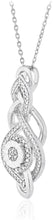 .925 Sterling Silver 1/10 Cttw Diamond Interwoven Twist Miracle Plate Cluster Halo Pendant Necklace with Cable Chain - 18” (I-J Color, I2-I3 Clarity)