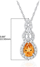.925 Sterling Silver Teardrop Birthstone & Lab Grown White Sapphire or CZ Art Deco Style Pendant & 18