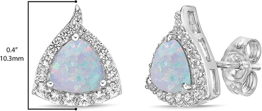 .925 Sterling Silver Trillion Cut Birthstone & Created White Sapphire Halo Stud Earrings - Choice of Birthstone/Month