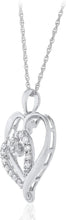 .925 Sterling Silver Cubic Zirconia Nesting Hearts Pendant Necklace with 18