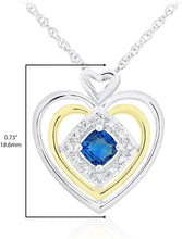 14K Yellow Gold Plated .925 Sterling Silver, Cushion Cut Gemstone & Lab Grown White Sapphire Three Heart Halo Pendant Necklace - 20” - Choice of Color