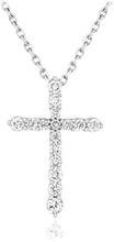 10K White Gold 1/4 Cttw Lab Grown Diamond Cross Pendant Necklace on 18
