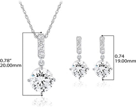 .925 Sterling Silver Cubic Zirconia Dangle Earrings and Pendant Necklace on 18