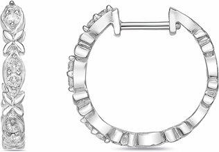 .925 Sterling Silver 1/5 Cttw Diamond Xs & Os Huggie Style Hoop Earrings (I-J Color, I2-I3 Clarity)
