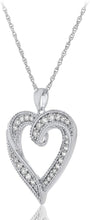 .925 Sterling Silver Cubic Zirconia Twisted Ribbon Heart Pendant Necklace with 18