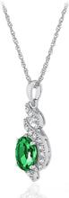 .925 Sterling Silver Gemstone & White Topaz Ribbon Halo Pendant Necklace on 18
