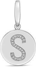 .925 Sterling Silver Diamond-Accented Round Initial Charm Enhancer with Lobster Claw Clasp (I-J Color, I2-I3 Clarity) - Choice of Letter