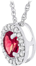 .925 Sterling Silver Birthstone & Lab Grown White Sapphire or CZ Halo Pendant Necklace on 18