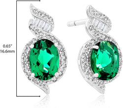 .925 Sterling Silver, 1-1/2 Cttw Green Oval Cut Lab-Grown Emerald & Lab-Grown White Sapphire 5/8