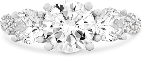 .925 Sterling Silver Round Brilliant Cut Cubic Zirconia Three Stone Crossover Infinity Twist Shank Engagement Ring